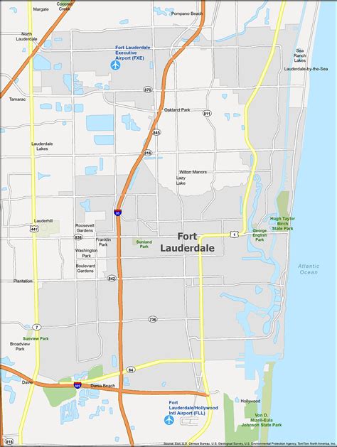 Illustration of Fort Lauderdale, Florida on a map